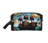 ZhRiYan Neceser de viaje - Kit de Dopp reutilizable con dibujos animados de barco pirata impresión de cara completa para artículos de tocador, maquillaje, accesorios y más, blanco, talla única, White