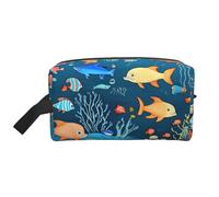 ZhRiYan Neceser de viaje - Kit de Dopp reutilizable con estampado azul submarino mundo de peces a todas las caras para artículos de tocador, maquillaje, accesorios y más, blanco, talla única, color