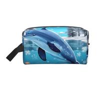 ZhRiYan Neceser de viaje - Kit de Dopp reutilizable con estampado de invierno el delfín a toda la cara para artículos de tocador, maquillaje, accesorios y más, blanco, talla única, blanco, talla única