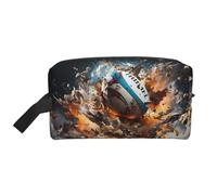 ZhRiYan Neceser de viaje - Kit de Dopp reutilizable con impresión de rugby on fire para artículos de tocador, maquillaje, accesorios y más, blanco, talla única, blanco, talla única, White, Talla única