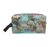ZhRiYan Neceser de viaje - Kit de Dopp reutilizable con mapa del mundo de dibujos animados, impresión a toda la cara para artículos de tocador, maquillaje, accesorios y más, blanco, talla única, White