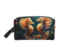 ZhRiYan Neceser de viaje - Kit de maquillaje reutilizable con hermosa pareja de caballitos de mar impresión completa para artículos de tocador, maquillaje, accesorios y más, blanco, talla única