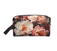 ZhRiYan Neceser de viaje - Kit reutilizable Dopp con peonías blancas brillantes, impresión de cara completa para artículos de tocador, maquillaje, accesorios y más, blanco, talla única, color blanco