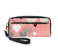 ZhRiYan Neceser pequeño de piel con estampado de amor para el día de San Valentín, bolsa de aseo de viaje para mujer, bolsa de cosméticos reutilizable con cremallera, color negro, talla única, color