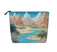 ZhRiYan Oasis in the desert - Bolsa de maquillaje de cáñamo falso, versátil bolsa de aseo de viaje, organizador de cosméticos reutilizable con bolsa con cremallera, negro, talla única, color negro