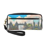 ZhRiYan Outside the Castle Gate - Neceser pequeño de piel con estampado de puerta - Neceser de viaje para mujer, bolsa de cosméticos reutilizable con cremallera, color negro, talla única, color negro