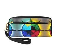 ZhRiYan Shine in all directions - Neceser pequeño de piel con estampado - Neceser de viaje para mujer, bolsa de cosméticos reutilizable con cremallera, color negro, talla única, color negro, talla