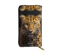 ZhRiYan The Deep Eyed Leopard Print Leather Long Clutch Wallet - Cartera de mano personalizada para mujer con bolsillo para monedas, negro, talla única, negro, talla única, Black, Talla única
