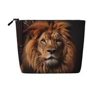 ZhRiYan The Lion's Gaze - Bolsa de maquillaje de cáñamo falso, versátil bolsa de aseo de viaje, organizador de cosméticos reutilizable con bolsa con cremallera, negro, talla única, color negro, Black