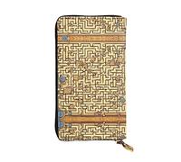 ZhRiYan Treasure Maze - Cartera larga de piel con estampado de laberinto, cartera personalizada para mujer con bolsillo para monedas, color negro, talla única, color negro, talla única, Black, Talla
