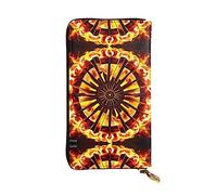 ZhRiYan Turning the Flame - Cartera larga de piel con estampado de llama, cartera personalizada para mujer con bolsillo para monedas, color negro, talla única, color negro, talla única, Black, Talla