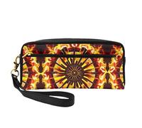 ZhRiYan Turning the Flame - Neceser pequeño de piel con estampado de llama, neceser de viaje para mujer, bolsa de cosméticos reutilizable con cremallera, color negro, talla única, color negro, Black