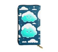 ZhRiYan Two shy clouds - Cartera larga de piel con estampado de nubes, cartera personalizada para mujer con bolsillo para monedas, color negro, talla única, color negro, talla única, Black, Talla
