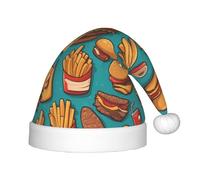 ZhRiYan Un montón de hamburguesas fritas de dibujos animados clásicos de Papá Noel, Navidad, Año Nuevo, sombrero cálido de vacaciones, tocados perfectos para Navidad, Halloween