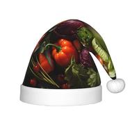 ZhRiYan Un montón de verduras frescas, gorro clásico de Papá Noel, Navidad, Año Nuevo, sombrero cálido de vacaciones, tocados perfectos para Navidad, Halloween