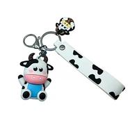 ZHSH Llaveros Lindos de Las Decoraciones de la Mochila de la Pequeña Vaca 3D para Las Niñas, Correa de Pulsera para La Llave del Coche (A)