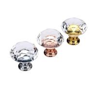 ZHSOAO 10 piezas cristal con diseño en forma de diamante base dorada para Tiradores Cajones