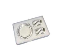 ZHSOAO 2 juegos de taza y platillo café porcelana china, tazas, platillos, juego té la tarde para Aniversario, Compromiso(White)