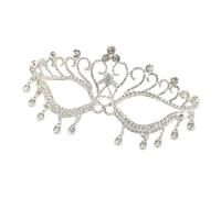 ZHSOAO 2 uds máscara for baile de máscaras tocado joyería for fiesta y boda borla diamantes imitación facial accesorios vestido banquete para Baile de Máscaras(Silver)