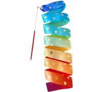 ZHSOAO 3pcs 2M Rhythmic Gymnastics Ribbon Vibrant Color Soft Smooth Flexible Dancer Wand Twirling Dance Streamer Colorful Love Gradient para Niños Bailes Artísticos