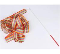 ZHSOAO 3pcs Colorful Gym Ribbons Baton Dance Ribbon Rhythmic Artistic Gymnastics Coloured Ribbon Sportss Training para Niños Bailes Artísticos(Colorful Stripes,2M)
