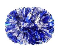 ZHSOAO 4 Pompones de Animadora con asa, Accesorios for Baile Mano para Competición Deportiva(Blue Silver)