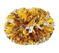 ZHSOAO 4 Pompones de Animadora con asa, Accesorios for Baile Mano para Competición Deportiva(Gold Silver)