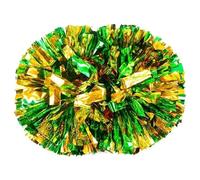 ZHSOAO 4 Pompones de Animadora con asa, Accesorios for Baile Mano para Competición Deportiva(Green Gold)
