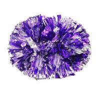 ZHSOAO 4 Pompones de Animadora con asa, Accesorios for Baile Mano para Competición Deportiva(Purple Silver)