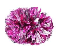 ZHSOAO 4 Pompones de Animadora con asa, Accesorios for Baile Mano para Competición Deportiva(Rose Red Silver)