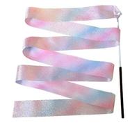 ZHSOAO 5/10pcs Flashing Star Gym Ribbons Dance Ribbon Rhythmic Art Gymnastics Ballet Streamer Twirling Rod Rainbow Stick Training para Niños Bailes Artísticos(5pcs Black,2M)