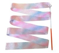 ZHSOAO 5/10pcs Flashing Star Gym Ribbons Dance Ribbon Rhythmic Art Gymnastics Ballet Streamer Twirling Rod Rainbow Stick Training para Niños Bailes Artísticos(5pcs Red,4M)