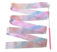 ZHSOAO 5/10pcs Flashing Star Gym Ribbons Dance Ribbon Rhythmic Art Gymnastics Ballet Streamer Twirling Rod Rainbow Stick Training para Niños Bailes Artísticos(5pcs Pink,2M)