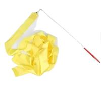 ZHSOAO 5PCS Colorful Gym Dance Ribbon Rhythmic Girl Art Gymnastics Ballet Streamer Twirling Rod Rainbow Stick Sports Training para Niños Bailes Artísticos(Yellow,4m)