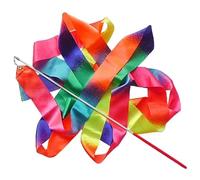 ZHSOAO 5PCS Rhythmic Gymnastics Equipment Stick Twirling Dance Ribbons Rainbow Color Sparkling Performance Props for Art Dances para Niños Bailes Artísticos(4M Multi-Colored)