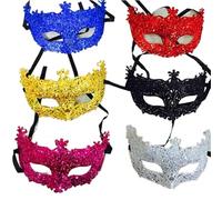 ZHSOAO 6 uds máscara de Cosplay facial mascarada accesorios fiesta graduación Sexy disfraz ojo reina club nocturno para Baile de Máscaras(Mix colors)