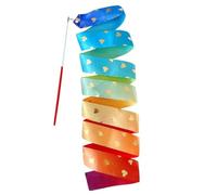 ZHSOAO 8PCS 2M Rhythmic Gymnastics Ribbon Vibrant Color Soft Smooth Flexible Dancer Wand Twirling Dance Streamer Colorful Love Gradient para Niños Bailes Artísticos