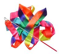 ZHSOAO 8pcs Gymnastics Ribbon Baton Stick Twirling Rhythmic Ribbon Rainbow Color Performance Props for Kids Girls Adults Talent Shows para Niños Bailes Artísticos(Pink Handle)