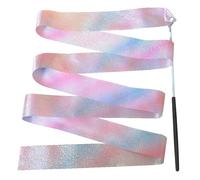 ZHSOAO 8pcs Rhythmic Gymnastics Ribbon with Wand Sparkling Dance Ribbon Multifunction Twirling Ribbon Streamer Aesthetic for Kids Girls para Niños Bailes Artísticos(Black 4M)