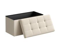 ZHSOAO Banco otomano de Almacenamiento Plegable 30 Pulgadas, Cofre, Taburete for reposapiés for Dormitorio, Beige para Cama, Dormitorio, salón