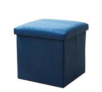 ZHSOAO Caja de Almacenamiento Plegable, Asiento Lino, práctico, Fuerte Capacidad Carga, Taburete Simple Multifuncional for el hogar y la Oficina para Cama, Dormitorio, salón(Dark Blue,25X25X25cm)