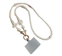 ZHSOAO Cordón de Perlas for teléfono móvil, Sencillo y Largo, con Clip, Universal, Manual, Cadena for Mujer para el Cuello y Muñeca(Type A)