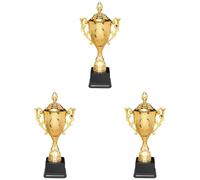 ZHSOAO Gold Plastic Trophy Basketball Football 8.5 Inch Game Match Winners Award for Championships Tournaments para Competiciones Escolares(21.5cm 3PCS)