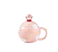 ZHSOAO Taza de cerámica con tapa, 2 uds., café, té la leche, desayuno, dibujos animados, cumpleaños, amigo, familia, hogar, oficina, beber, 400ml para Aniversario, Compromiso(Pink)