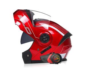 ZHTBATE Bluetooth Cascos Modulares De Moto, Casco Abatible,Casco Modular Integrado con Visera Solar Doble Antivaho Y Forro Extraíble,ECE Homologado Casco Cola Grande para Hombres Mujeres 55-62cm