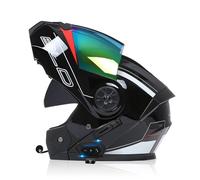 ZHTBATE Caschi Bluetooth Modulari Casco Moto Omologato ECE Integrale Uomo Donna Caschi Moto Bluetooth con Risposta Automatica, Doppia Visiera Casco Motocross Anteriore Ribaltabile