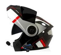 ZHTBATE Caschi Bluetooth Modulari Casco Moto Omologato ECE Integrale Uomo Donna Caschi Moto Bluetooth con Risposta Automatica, Doppia Visiera Casco Motocross Anteriore Ribaltabile