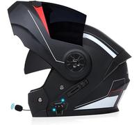 ZHTBATE Caschi Bluetooth Modulari Casco Moto Omologato ECE Integrale Uomo Donna Caschi Moto Bluetooth con Risposta Automatica, Doppia Visiera Casco Motocross Anteriore Ribaltabile