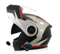 ZHTBATE Caschi Bluetooth Modulari Casco Moto Omologato ECE Integrale Uomo Donna Caschi Moto Bluetooth con Risposta Automatica, Doppia Visiera Casco Motocross Anteriore Ribaltabile