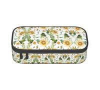 Zhuanyun Bolsa de almacenamiento de gran capacidad, caja de suministros de oficina, bolsa de maquillaje de girasol y maíz, organizador de escritorio con estilo